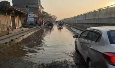 विकास की गंगा के बीच सड़के बनी तालाब गड्ढों में गिरकर लोग हो रहे घायल