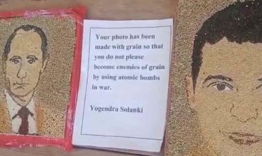 एमपी के किसान ने अनाज से बनाई तस्वीर, यूक्रेन और रूस के बीच हो रहे युद्ध लो लेकर की ये अपील