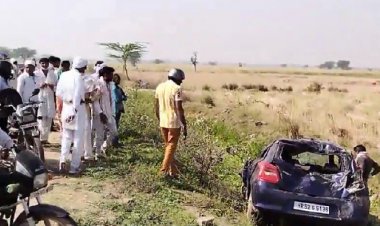 पहाड़ी – गोपालगढ रोड पर अनियंत्रित पलटी कार, दो घायल किया रैफर