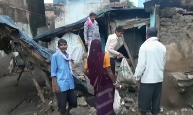 बरसात के कारण गांव लुहासा में पाटौर हुई धराशाही: बड़ा हादसा होने से टला