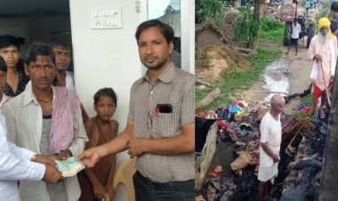 अज्ञात कारणों से लगी आग में जलने से दो भैंसों की मौत, लाखों का सामान जलकर राख