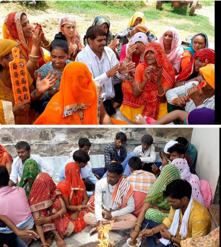 नंगली मेघा में कठूमर के गाँव खेड़ा मैदा के कलाकारों ने किया भजन कीर्तन प्रस्तुत।