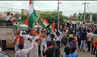 रामगढ कस्बे में सर्व समाज हिंदू संगठनों द्वारा आजादी महोत्सव के उपलक्ष्य में निकाली गई तिरंगा वाहन रैली