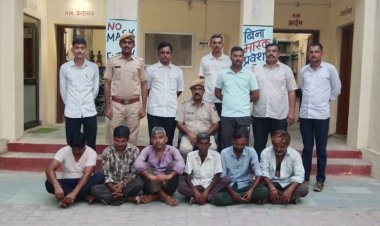 तखतगढ़ थाना पुलिस की कार्यवाही: जुआ खेलते 6 गिरफ्तार,18260 रुपए बरामद