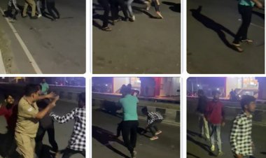 हुड़दंग रोकने गए पुलिसकर्मी की दबंग युवकों ने सड़क पर दौड़ा-दौड़ा कर की पिटाई