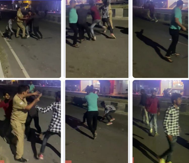 हुड़दंग रोकने गए पुलिसकर्मी की दबंग युवकों ने सड़क पर दौड़ा-दौड़ा कर की पिटाई