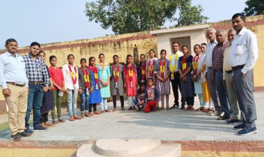 66 वीं जिला स्तरीय प्रतियोगिता में विजेता छात्राओ का गाँव कांकरोली पहुँचने पर किया भव्य स्वागत