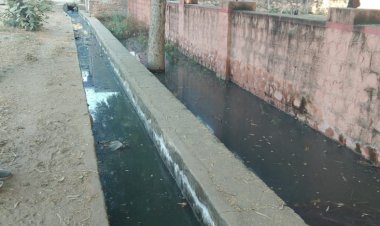 नाले की सफाई नहीं होने से विधालय में फैला गंदा पानी