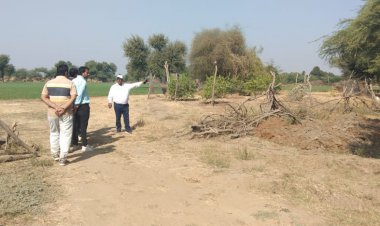 नगर पालिका प्रशासन ने तखतगढ़ में बनने वाली विश्व की सबसे ऊंची भारत माता की प्रस्तावित प्रतिमा के समीप ट्रीटमेंट प्लांट लगाने के लिए देखी जमीन