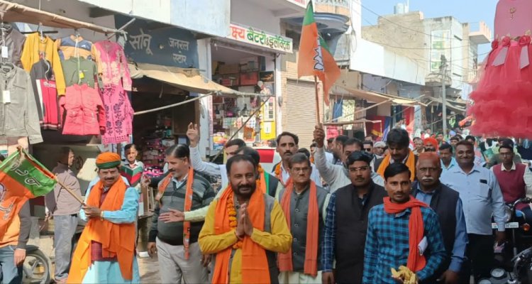 सूबे की गहलोत सरकार के कुशासन के खिलाफ गोविंदगढ़ कस्बे में निकली भाजपा की जन आक्रोश रैली