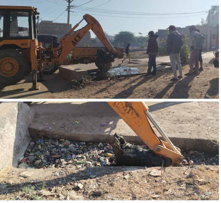खबर का असर शुरू: नगरपालिका ने कराई नेहरू रोड स्थित नाले की सफाई, गंदे पानी व बदबू से परेशान थे विद्यालय के बच्चे
