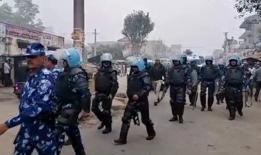 रैपिड एक्शन फोर्स ने बानसूर मे निकाला फ्लैग मार्च