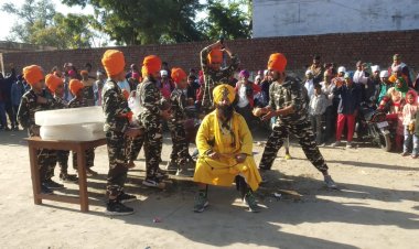 गुरु गोविंद सिंह के प्रकाशोत्सव के उपलक्ष्य में नसवारी गुरुद्वारे से निकले नगर कीर्तन का अलावडा में हुआ भव्य स्वागत