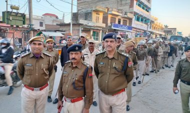 बानसूर पुलिस ने निकाला फ्लैग मार्च