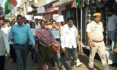 राजगढ़ में गुरुवार सुबह निकाला अहिंसा मार्च