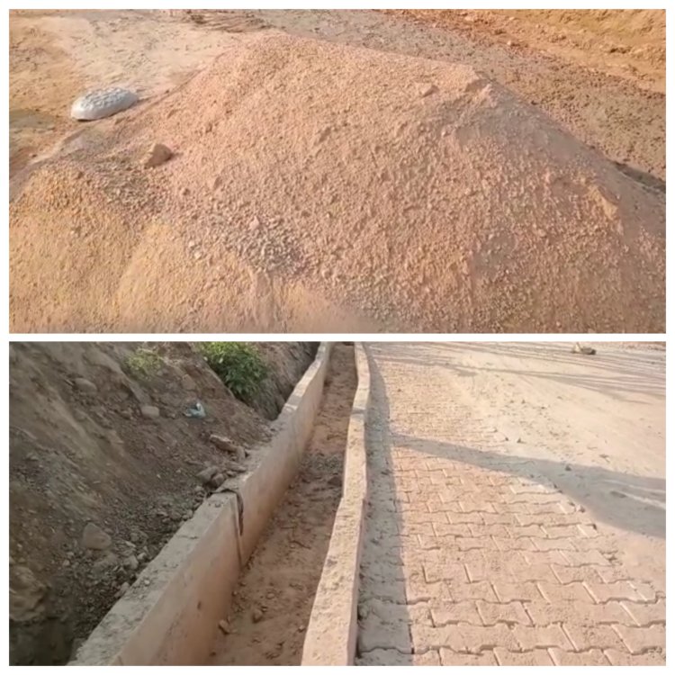 पंचायत समिति भुसावर के ग्राम पंचायत बल्लभगढ़ में नाले निर्माण कार्य में हो रहा है घटिया सामग्री का उपयोग