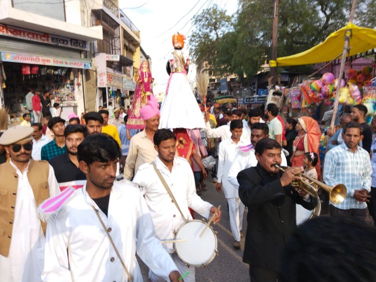 उदयपुरवाटी में ठाट बाट से निकली गणगौर माता की सवारी: महिलाओं ने जगह-जगह की गणगौर माता की पूजा अर्चना