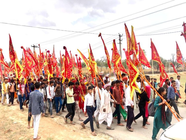 बाघोली,पापडा, पचलगी में जीण माता भक्तों के पद यात्रा के जत्थों का हुआ जगह-जगह स्वागत