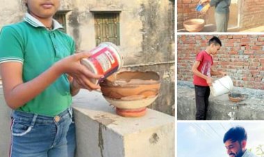 गुहाला में मंडल की मुहिम को बढ़ाने के लिए आगे आये बच्चे और लगाए परिंडे