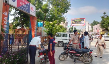 बांदीकुई  मे बिना हेलमेट वाहन चलाने वालों के खिलाफ पुलिस कार्रवाई