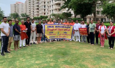 भिवाड़ी जिला बनाओ रैली का आशियाना आंगन सोसायटी में किया आयोजन