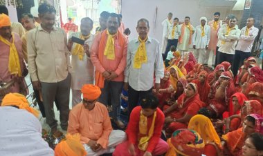 राजगढ़ क्षेत्र के पलवा में भगवान परशुराम जी की मूर्ति स्थापना को लेकर निकाली विशाल कलश यात्रा