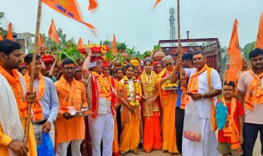 तिजारा के श्रीशंकरगढ़ आश्रम में 5 दिन की श्री राम कथा का भव्य कलश यात्रा निकालकर किया शुभारंभ