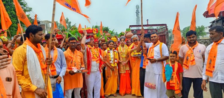 तिजारा के श्रीशंकरगढ़ आश्रम में 5 दिन की श्री राम कथा का भव्य कलश यात्रा निकालकर किया शुभारंभ