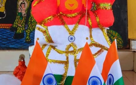 तिरंगे के रूप में किया  श्री कामधेनु बालाजी का चौला श्रृंगार