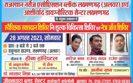 निशुल्क चिकित्सा शिविर 28 अगस्त को लक्ष्मणगढ़ में
