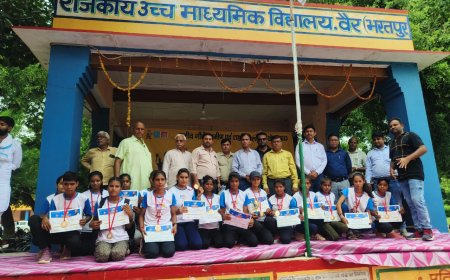 राजकीय उच्च माध्यमिक विद्यालय वैर मे ब्लॉक स्तरीय राजीव गांधी ग्रामीण ओलंपिक खेलों   का समापन