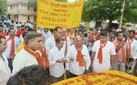 अपना संस्थान द्वारा आयोजित पर्यावरण जन चेतना यात्रा का तखतगढ नगर प्रवेश पर किया स्वागत