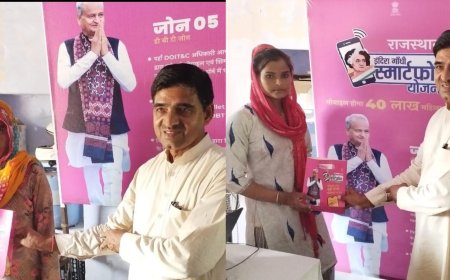 डोरोली पंचायत के पात्र जनाधार लाभार्थी परिवारो को दिए इन्दिरा गांधी स्मार्टफोन