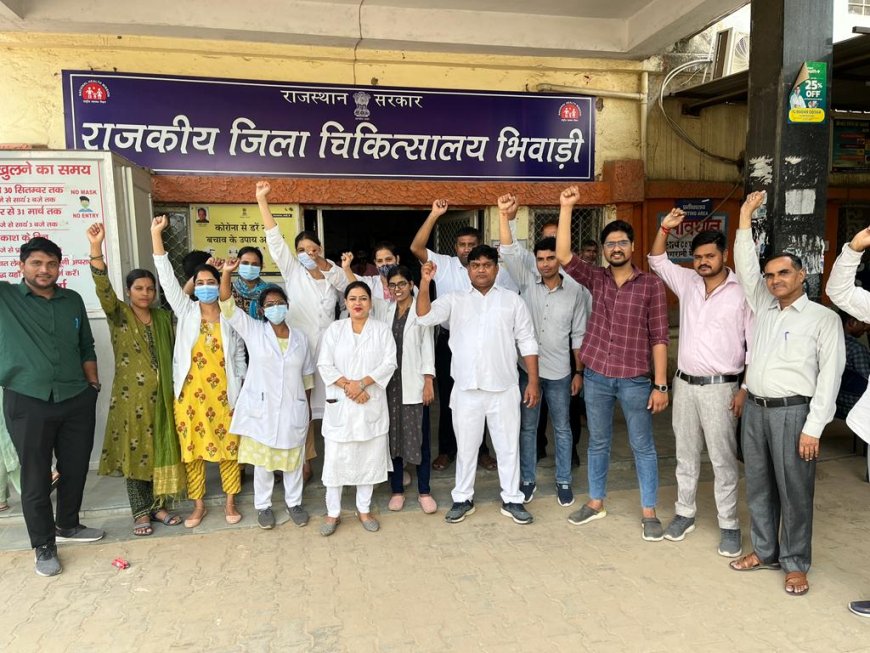 राजस्थान संयुक्त नर्सेज़ संघर्ष समिति के प्रदेशव्यापी आह्वान पर चिकित्सा संस्थानों में 2 घंटे कार्य बहिष्कार