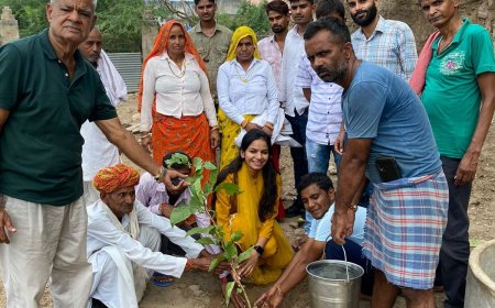 मीनाक्षी मीणा के नेतृत्व में  सचिन पायलट के जन्म दिवस पर गाय को खिलाया गुड मरीज को बाटे फल लगाए पौधे