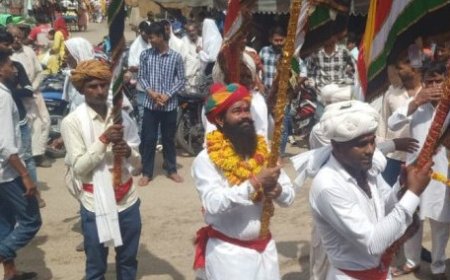 भगवान देवनारायण जोधपुरिया धाम को जानेवाली ध्वज यात्रा का रामगढ में हुआ स्वागत