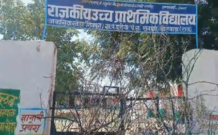 जवासिया  खेड़ा शिवपुरा में विद्यालय  क्रमोन्नति की मांग को लेकर स्कूल के लगाया ताला