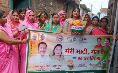 अमृत कलश योजना के तहत कार्यक्रम का हुआ आयोजन:मेरी माटी मेरा देश के तहत हर घर से चुटकी भर अक्षत संगृहीत किया गया