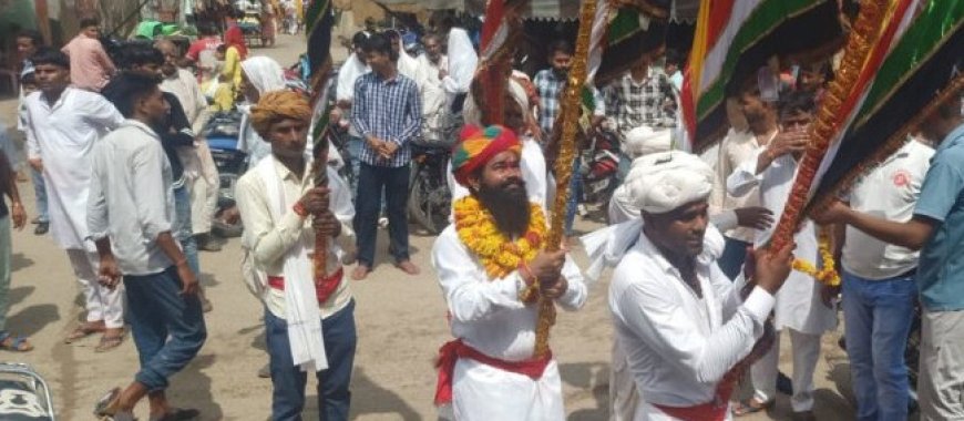भगवान देवनारायण जोधपुरिया धाम को जानेवाली ध्वज यात्रा का रामगढ में हुआ स्वागत