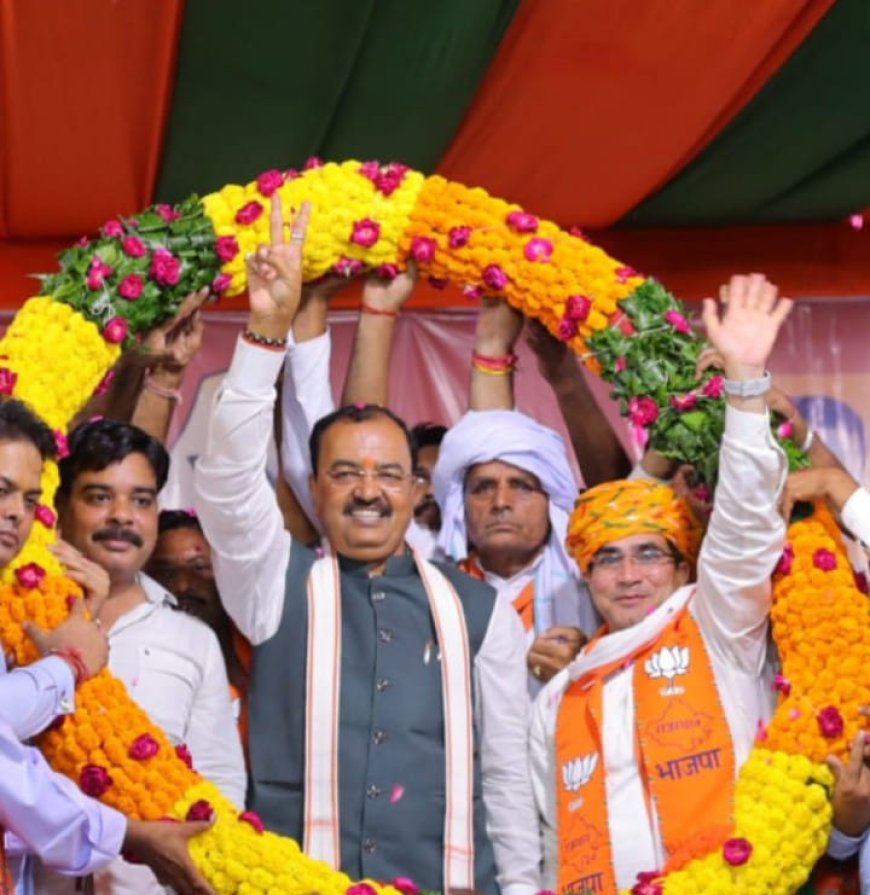 राजगढ़ लक्ष्मणगढ़ विधानसभा क्षेत्र के रैणी उपखंड क्षेत्र में भाजपा नेता बन्नाराम मीणा ने पिनान में किया परिवर्तन यात्रा का भव्य स्वागत