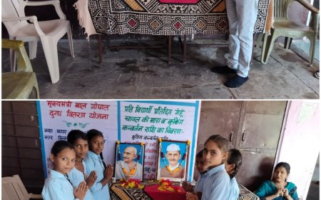 राजकीय उच्च प्राथमिक विद्यालय लादूवास में हर्षोल्लास के साथ मनाई गई महात्मा गांधी और लाल बहादुर शास्त्री जयंती