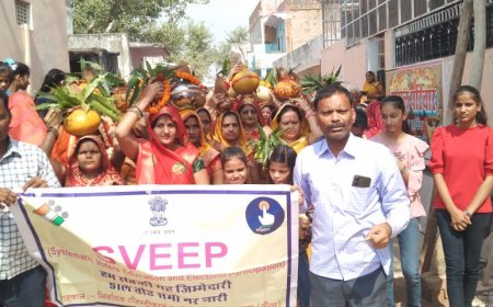 मतदाता जागरूक करने को लेकर निकाली मतदान कलश यात्रा