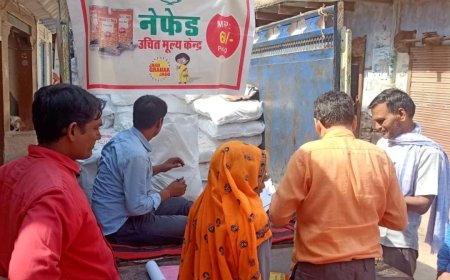रैणी कस्बे मे नेफेड उचित मूल्य कैन्ट्रा वालो ने आधार कार्ड से आमजन को दी 60 रुपए किलो चना दाल
