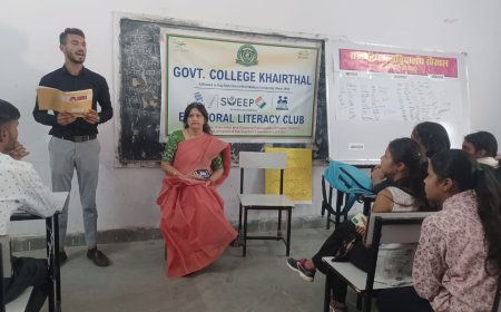 खैरथल  महाविद्यालय में आयोजित हुई मतदान प्रश्नोत्तरी