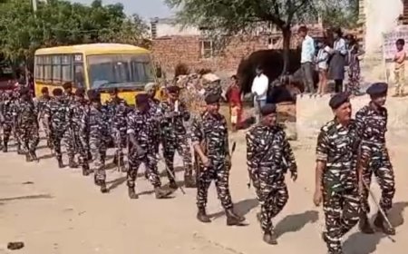 स्वतंत्र, निष्पक्ष, भयमुक्त चुनाव सम्पन्न कराने के लिए  जनूथर व खोह क्षेत्र में निकाला फ्लैगमार्च