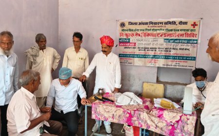 खेड़ला बुजुर्ग में सेठ रामस्वरूप अग्रवाल आई हॉस्पिटल मंडावर द्वारा 167 मरीज का किया निशुल्क आंखों का इलाज