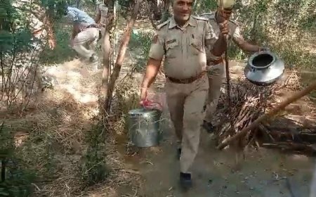 कठूमर पुलिस ने अवैध शराब की 6 भट्टी 20 लीटर हथकड शराब 5000 लीटर वाॅश किया नष्ट