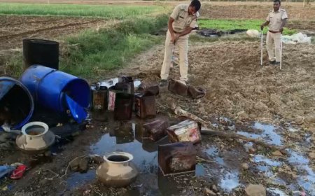4500 लीटर शराब नष्ट:थानागाजी पुलिस की कार्यवाही