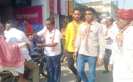 भाजपा प्रत्याशी  शुभ करण चौधरी 4 नवंबर को भरेंगे नामांकन:  रैली के लिए बांटे पीले चावल