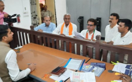 भाजपा प्रत्याशी राजेंद्र मीणा ने विशाल रैली निकालकर भरा नामांकन